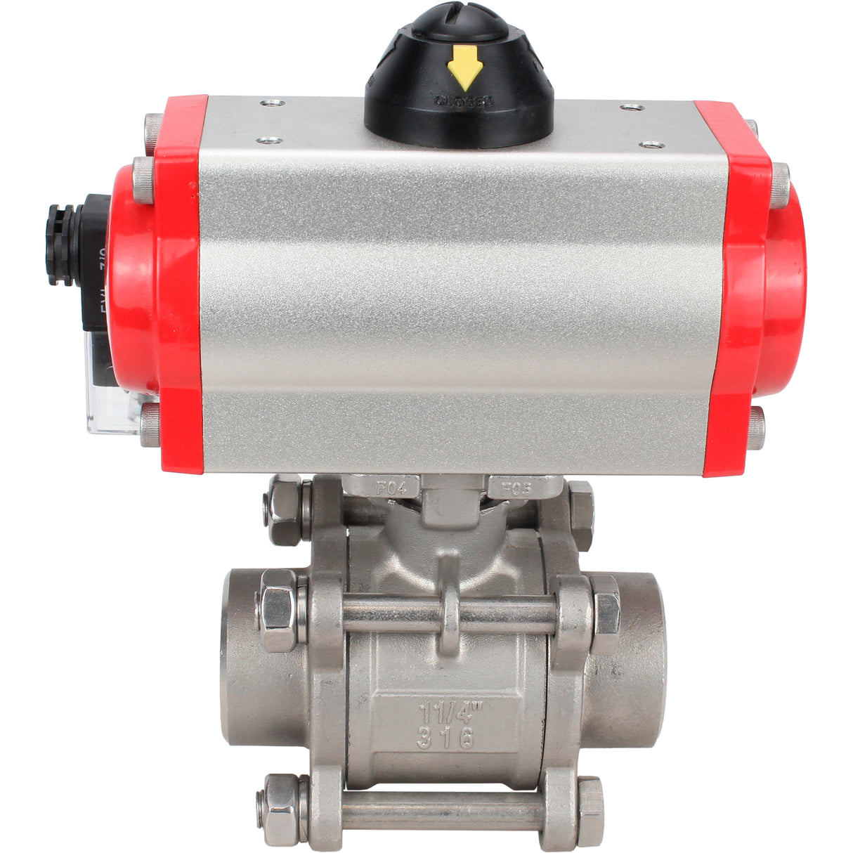 Stainless steel ball valve Elephant kshpp-316200-sa-4m310-110/220, body material - stainless steel AISI 316, ball material - stainless steel AISI 316, seal - PTFE, pneumatic actuator operated