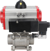 Stainless steel ball valve Elephant kshpp-316200-da-4m310-110/220, body material - stainless steel AISI 316, ball material - stainless steel AISI 316, seal - PTFE, pneumatic actuator operated