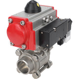 Stainless steel ball valve Elephant kshpp-316200-da-4m310-110/220, body material - stainless steel AISI 316, ball material - stainless steel AISI 316, seal - PTFE, pneumatic actuator operated
