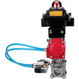 Ball valves Elephant BV3232P(3pc)-FP-W-ISO-H 16 bar/25, full bore for welding, stainless steel SS316, seal - PTFE, with double-acting PA-DA pneumatic actuator, with pneumatic distributor 4V320-08 220V, with LSU APL-410N EX