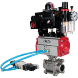 Ball valves Elephant BV3232P(3pc)-FP-W-ISO-H 16 bar/25, full bore for welding, stainless steel SS316, seal - PTFE, with double-acting PA-DA pneumatic actuator, with pneumatic distributor 4V320-10 220V, with LSU APL-410N EX, with ATU AFC2000