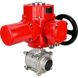 Stainless steel ball valve Elephant BVPP 316.200-ISO 63 bar SS316 full port, for welding, body material - stainless steel, quarter-turn electric actuator Elephant QT-W (M) EX 380 V
