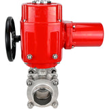 Stainless steel ball valve Elephant BVPP 316.200-ISO 63 bar SS316 full port, for welding, body material - stainless steel, quarter-turn electric actuator Elephant QT-W (M) EX 380 V
