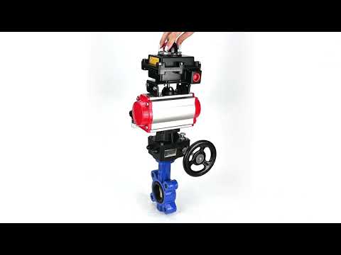Water Butterfly Valve Elephant WBV1616N-2W-Fb-H, body material - cast iron QT450, disk material - cast iron QT450, seal - NBR, pneumatic actuator PA-DA double action, 4M310-08 220V, LSU APL-410N EX, handwheel MON