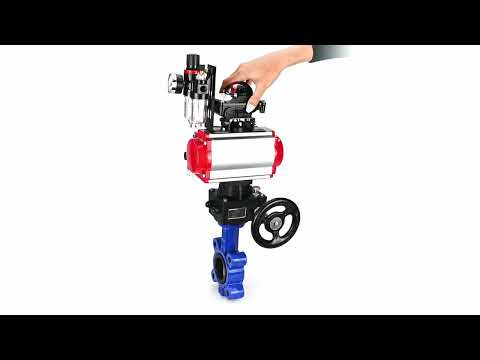 Water Butterfly Valve Elephant WBV1616E-2W-Fb-H, body material - cast iron QT450, disk material - cast iron QT450, seal - EPDM, pneumatic actuator PA-DA double action, 4M310-08 220V, LSU APL-210N, handwheel MON, ATU AFC2000
