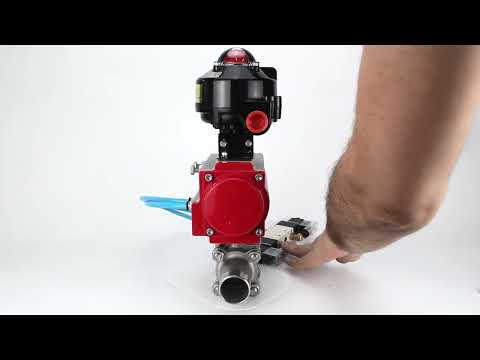 Ball valves Elephant BV3131P(3pc)-FP-W-ISO-H LONG DN10-150 full bore, body - stainless steel 304, for welding, with pneumatic actuator PA-DA, pneumatic distributor 4V320-10 220V and limit switch block APL -510N EX
