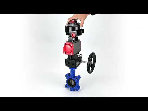Water Butterfly Valve Elephant WBV1631E-2W-Fb-H, body material - cast iron QT450, disk material - stainless steel AISI 304, seal - EPDM, with pneumatic actuator double action PA-DA, handwheel MON, LSU APL-510N EX