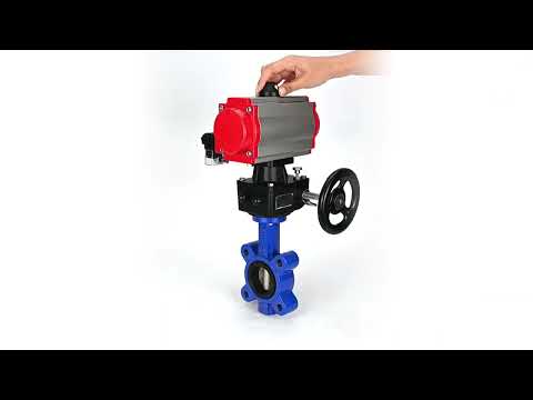 Water Butterfly Valve Elephant WBV1616E-2W-Fb-H, body material - cast iron QT450, disk material - cast iron QT450, seal - EPDM, with pneumatic actuator double action PA-DA, 4M310-08 220V, handwheel MON