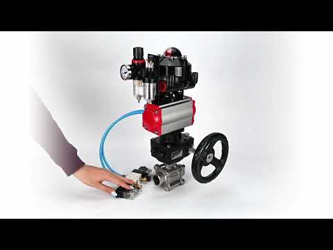 Ball valves Elephant BV3232P(3pc)-FP-W-ISO-H for welding, full bore, body - stainless steel SS316, seal - PTFE, with pneumatic drive PA-DA-052- 083 pneumatic distributor 4V320-10 MON gearbox ATU AFC2000 LSU APL-510N-EX