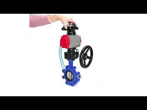 Water Butterfly Valve Elephant WBV1631N-2W-Fb-H, body material - cast iron QT450, disk material - Stainless steel AISI 304, seal - NBR, pneumatic actuator PA-DA double action, 4V320-10 220V, LSU APL-210N, handwheel MON