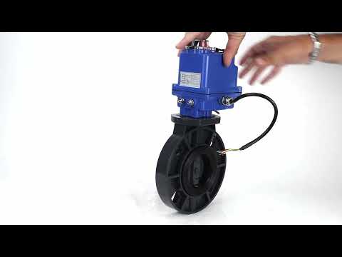 Butterfly valves Elephant WBV4242E-2W-Fb-ISO, body material - UPVC, disc material - UPVC, seal - EPDM, with quarter-turn actuator QT-N-003EM-O1-12VDC-U1 blue