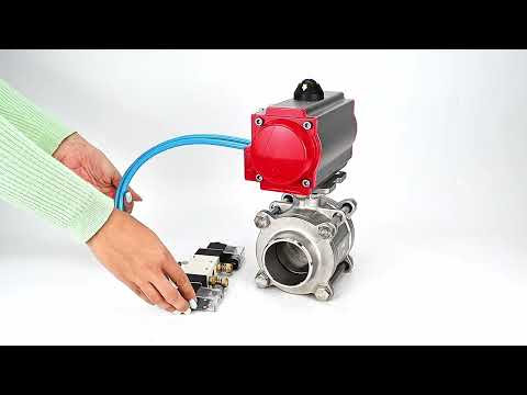 Ball valves Elephant BV3232P(3pc)-FP-W-ISO-H WDVF DN15-32 63 bar full bore, body - 316 stainless steel, seal - PTFE, for welding, with PA-SA pneumatic actuator, pneumatic distributor 4V320-08 220V