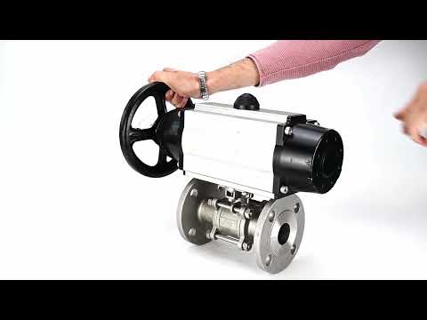 Ball valves Elephant BV3232P(3pc)-FP-F-ISO-H DN65-80 16 bar three-piece full bore flanged, body - stainless steel SS304, seal - PTFE, with pneumatic actuator Elephant PA-DA