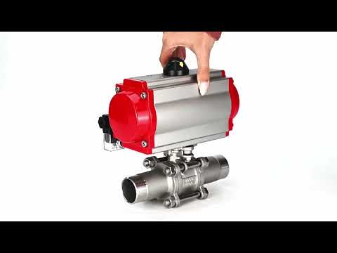 Ball valves Elephant BV3131P(3pc)-FP-W-ISO-H LONG full bore, body - stainless steel 304, for welding, with pneumatic actuator Elephant PA-SA and pneumatic distributor 4M310-08 24V