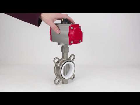 Water Butterfly Valve Elephant WBV3131P-2W-Fb-H, body material - Stainless steel AISI 304, disk material - Stainless steel AISI 304, seal - PTFE, pneumatic actuator PA-DA double action, 4M310-08 220V