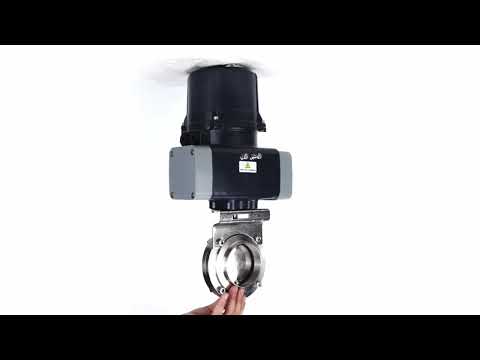 Butterfly valves Elephant WBV3131S-2W-C-H clumpy, body - food grade stainless steel AISI 304, disc - stainless steel AISI 304, seal - Silicon, with electric quarter turn actuator Elephant QTSA-N-EM-O0-220VAC