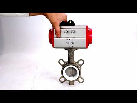 Water Butterfly Valve Elephant WBV3131P-2W-Fb-H, body material - Stainless steel AISI 304, disk material - Stainless steel AISI 304, seal - PTFE, pneumatic actuator PA-DA double action