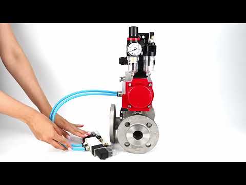 Ball valves Elephant BV3232P(4pc)-FP-3WL-F-ISO-H 16 bar full bore, flanged, body - stainless steel SS316, ISO flange F03/F04-F10/F12, square 9x9-19x19, with pneumatic drive PA-DA, pneumatic distributor 4V320-8 220V, LSU APL-210N and ATU AFC200