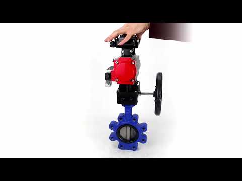 Water Butterfly Valve Elephant WBV1631N-2W-Fb-H, body material - cast iron QT450, disk material - Stainless steel AISI 304, seal - NBR, pneumatic actuator PA-DA double action, 4M310-08 220V, LSU APL-210N, handwheel MON