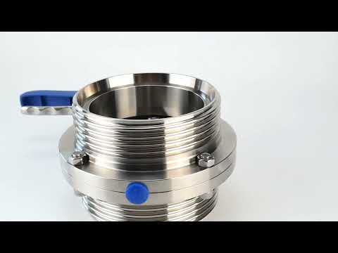 Water Butterfly Valve Elephant WBV3131E-2W-T-H, body material - food grade stainless steel 304, disk material - Stainless steel AISI 304, seal - EPDM, threaded, with handle