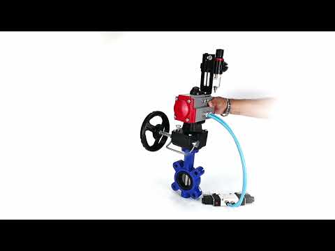 Water Butterfly Valve Elephant WBV1631N-2W-Fb-H, body material - cast iron QT450, disk material - Stainless steel AISI 304, seal - NBR, pneumatic actuator PA-DA double action, 4V320-08 220V handwheel MON, ATU AFC2000