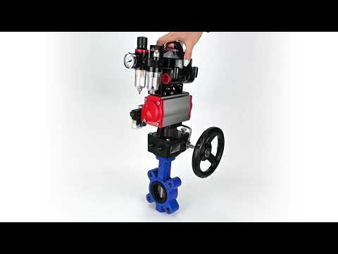 Water Butterfly Valve Elephant WBV1631E-2W-Fb-H, body material - cast iron QT450, disk material - Stainless steel AISI 304, seal - EPDM, pneumatic actuator PA-DA double action, 4M310-08 24V, LSU APL-510N EX, handwheel MON, ATU AFC2000