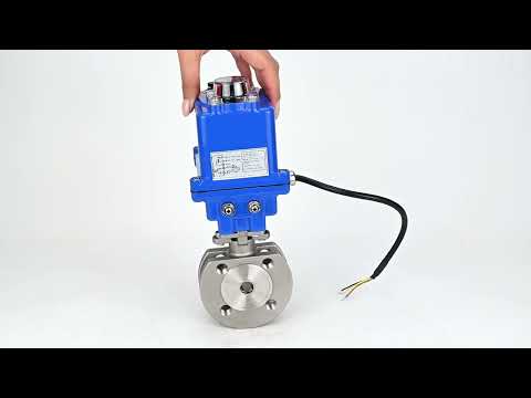Stainless steel ball valve Elephant BV3232P-FP-Fb 16 bar, body material - stainless steel AISI 316, seal - PTFE, full port, compact flanged, electric actuator Elephant 003 blue 24 V