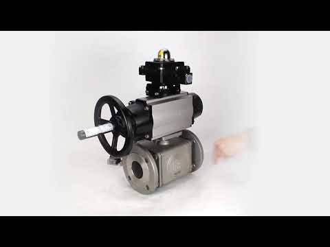 Ball valves Elephant BV3232P(4pc)-FP-3WL-F-ISO-H DN100 16 bar full bore, flanged, body - stainless steel SS316, ISO flange F10/F12, square 19x19, with double pneumatic actuator PA-DA-105-1 action, pneumatic distributor 4V320-10 220V and LSU APL-210N