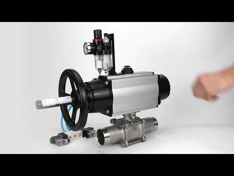 Ball valves Elephant BV3131P(3pc)-FP-W-ISO-H LONG,  body material - Stainless steel AISI 304, seal - PTFE / PTFE / Teflon, with pneumatic actuator double action PA-DA-105-1, 4V320-10 220VATU AFC2000