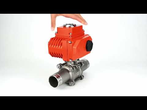Ball valves Elephant BV3232P(3pc)-FP-W-ISO-H LONG full bore, welded, body - stainless steel SS316, seal - PTFE, with 1/4-turn electric drive QT-N-EM-O1-380VAC-U1 380V HARK