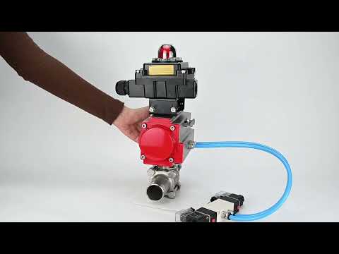 Ball valves Elephant BV3131P(3pc)-FP-W-ISO-H LONG full bore, body - stainless steel 304, welded, with pneumatic actuator Elephant PA-SA, pneumatic distributor 4V320-10 220V and limit switch block APL-410N EX