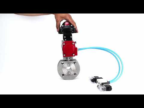 Ball valves Elephant BV3232P-FP-Fb-ISO-H 16 bar, full bore wafer, stainless steel SS316, seal - PTFE, with pneumatic actuator PA-SA with return springs, with pneumatic distributor 4V320-08 220V, with LSU APL-210N