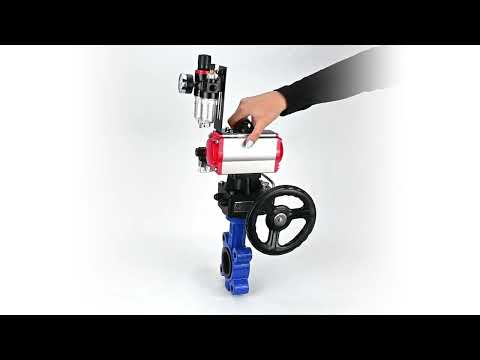 Water Butterfly Valve Elephant WBV1631E-2W-Fb-H, body material - cast iron QT450, disk material - stainless steel AISI 304, seal - EPDM, with pneumatic actuator double action PA-DA, 4M310-08 220V, handwheel MON, ATU AFC2000