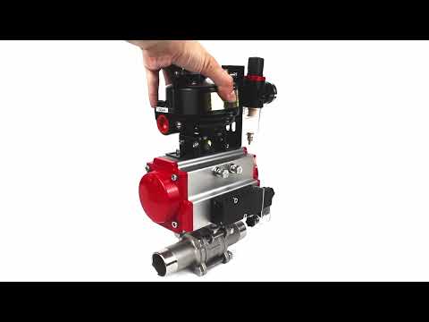 Ball valves Elephant BV3131P(3pc)-FP-W-ISO-H LONG DN10-150 full bore, body - stainless steel 304, for welding, with pneumatic actuator PA-DA, pneumatic distributor 4M310-08 24V, LSU APL-510N EX and GSV AFC2000