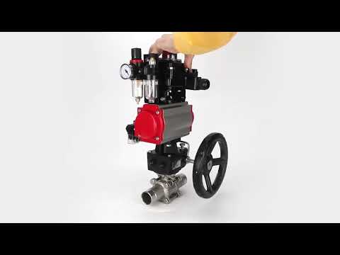 Ball valves Elephant BV3131P(3pc)-FP-W-ISO-H LONG DN50-150 full bore, body - stainless steel 304, for welding, with pneumatic actuator PA-DA, pneumatic distributor 4M310-08 220V, MON gearbox, LSU APL-410N EX and ATU AFC2000