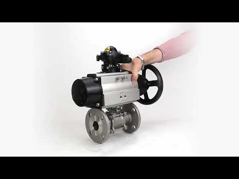 Ball valves Elephant BV3131P(3pc)-FP-F-ISO-H DN65-80 16 bar three-piece full bore flanged, body - stainless steel SS304, seal - PTFE, with pneumatic actuator Elephant PA-DA and LSU APL-210N