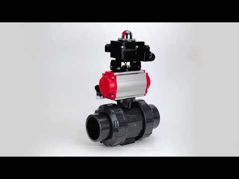 Ball valves Elephant BV4242E-FP-GRM-ISO, body material - UPVC, ball material - UPVC, seal - EPDM, with pneumatic actuator double action PA-DA, pneumatic distributor 4M310-08 220V and LSU APL-410N EX