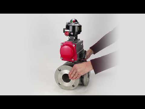 Ball valves Elephant BV3232P(4pc)-FP-3WL-F-ISO-H 16 bar full bore, flanged, body - stainless steel SS316, ISO flange F03/F04-F10/F12, square 9x9-19x19, with pneumatic drive PA-SA, pneumatic valve 4M310-08 220V and LSU APL-510N EX