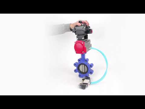 Water Butterfly Valve Elephant WBV1631N-2W-Fb-H, body material - cast iron QT450, disk material - Stainless steel AISI 304, seal - NBR, pneumatic actuator PA-DA double action, 4V320-10 220V, LSU APL-410N EX