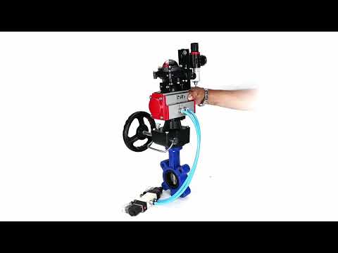 Water Butterfly Valve Elephant WBV1631N-2W-Fb-H, body material - cast iron QT450, disk material - Stainless steel AISI 304, seal - NBR, pneumatic actuator PA-DA double action, 4V320-08 220V, LSU APL-210N, handwheel MON, ATU AFC2000