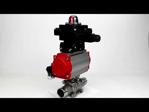 Ball valves Elephant BV3131P(3pc)-FP-W-ISO-H LONG full bore, body - stainless steel 304, welded, with pneumatic actuator Elephant PA-SA, pneumatic distributor 4M310-08 220V and limit switch block APL-410N EX
