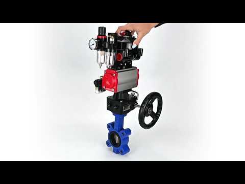 Water Butterfly Valve Elephant WBV1631N-2W-Fb-H, body material - cast iron QT450, disk material - Stainless steel AISI 304, seal - NBR, pneumatic actuator PA-DA double action, 4M310-08 24V, LSU APL-510N EX, handwheel MON, ATU AFC2000