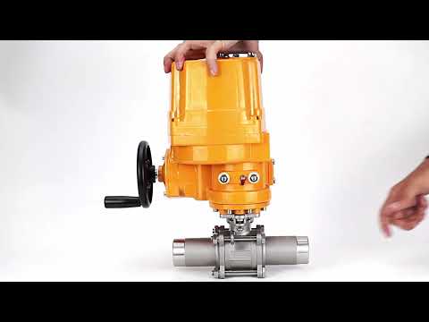 Ball valves Elephant BV3131P(3pc)-FP-W-ISO-H LONG full bore, body - stainless steel 304, welded, with 1/4-turn explosion-proof electric drive Elephant QT-EX-EM-O2-24VDC-U1 24V