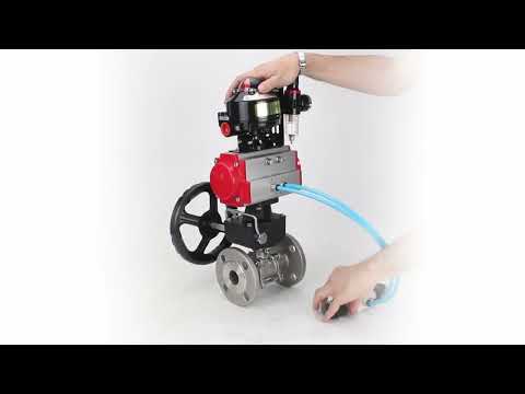Ball valves Elephant BV3131P(3pc)-FP-F-ISO-H flanged, full bore, three-piece, body - stainless steel SS304, seal - PTFE, with pneumatic drive PA-DA-052-130 pneumatic distributor 4V320 -10 MON gearbox ATU AFC2000 LSU APL-510N-EX