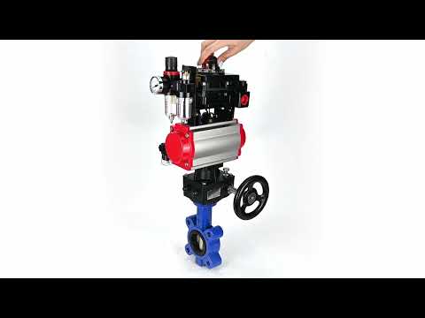 Water Butterfly Valve Elephant WBV1616E-2W-Fb-H, body material - cast iron QT450, disk material - cast iron QT450, seal - EPDM, pneumatic actuator PA-DA double action, 4M310-08 220V, LSU APL-410N EX, handwheel MON, ATU AFC2000