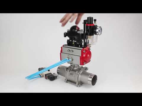 Ball valves Elephant BV3232P(3pc)-FP-W-ISO-H LONG DN10-150 full bore, body - stainless steel 316, for welding, with pneumatic actuator PA-DA, pneumatic distributor 4V320-08 220V, LSU APL-210N and GSV AFC2000