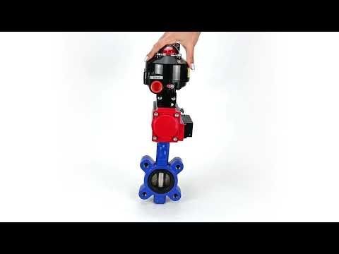 Water Butterfly Valve Elephant WBV1616E-2W-Fb-H, body material - cast iron QT450, disk material - cast iron QT450, seal - EPDM, pneumatic actuator PA-SA with return springs, 4M310-08 220V, LSU APL-510N EX, ATU AFC2000