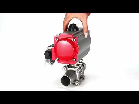 Ball valves Elephant BV3131P(3pc)-FP-W-ISO-H LONG full bore, body - stainless steel 304, for welding, with pneumatic actuator PA-DA and pneumatic distributor 4M310-08 24V