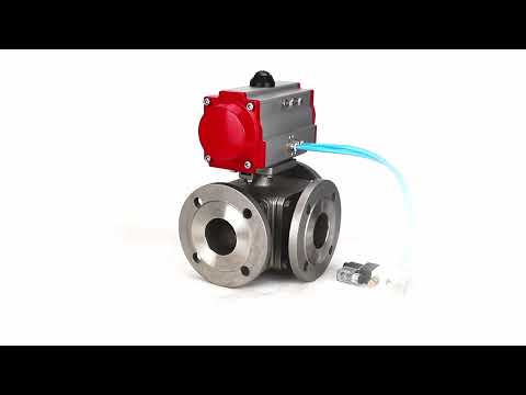 Ball valves Elephant BV3232P(4pc)-FP-3WL-F-ISO-H 16 bar full bore, flanged, body - stainless steel SS316, ISO flange F03/F04-F10/F12, square 9x9-19x19, with pneumatic drive PA-SA with return springs and pneumatic distributor 4V320-10 220V