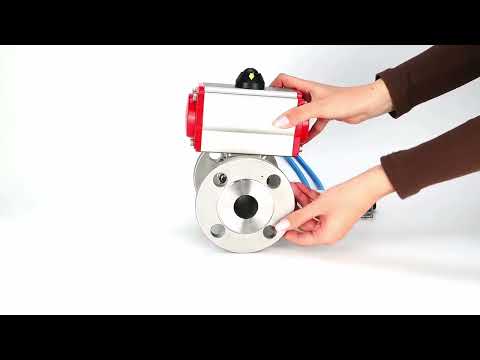 Ball valves Elephant BV3131P(3pc)-FP-F-ISO-H 16 bar, three-piece full bore flanged, stainless steel SS304, seal - PTFE, with pneumatic actuator PA-SA with return springs, with pneumatic distributor 4V320-10 220V